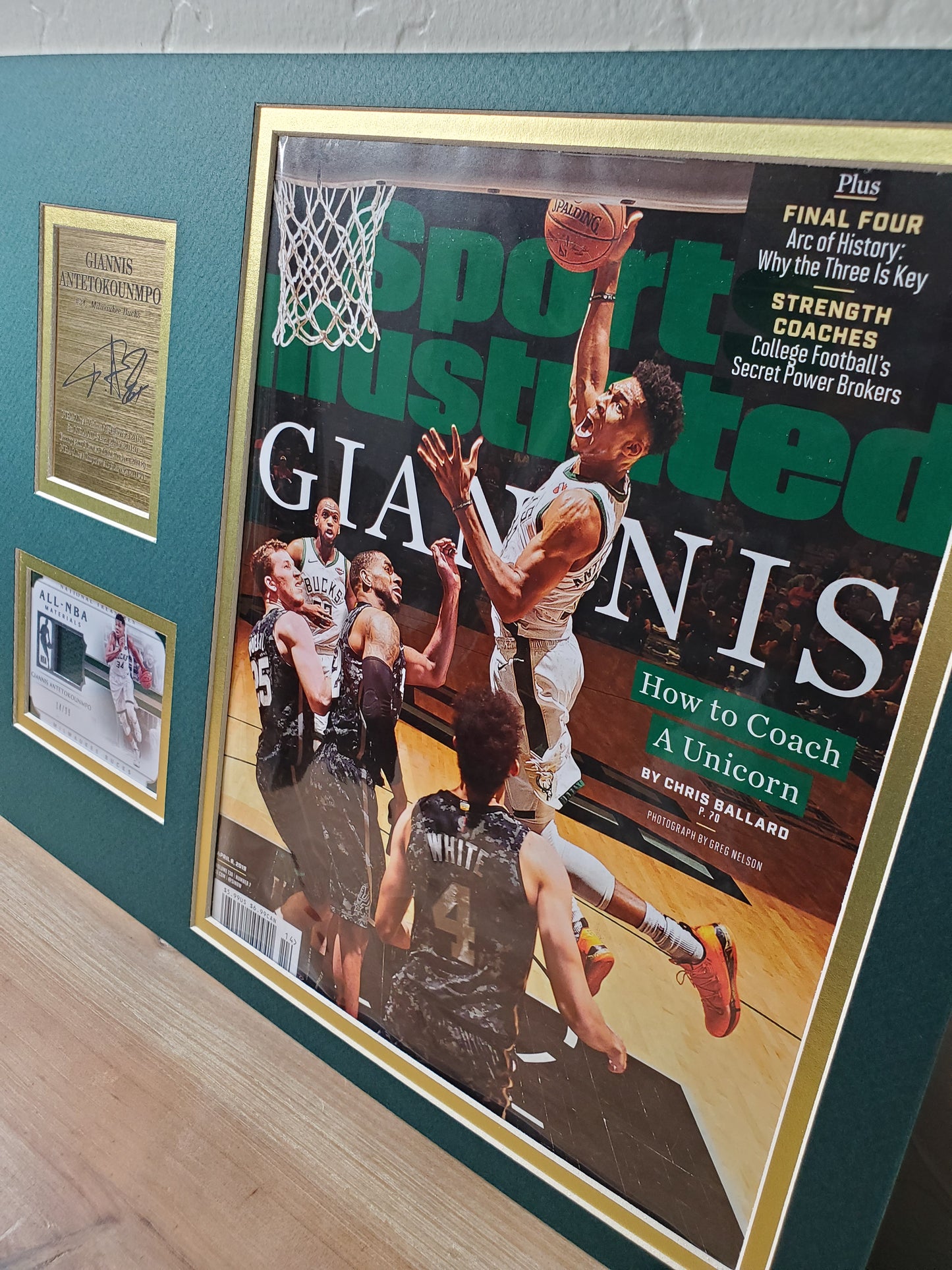 Giannis Antetokounmpo Framed Sports Illustrated Display with Autograph Plaque & NBA Materials Card