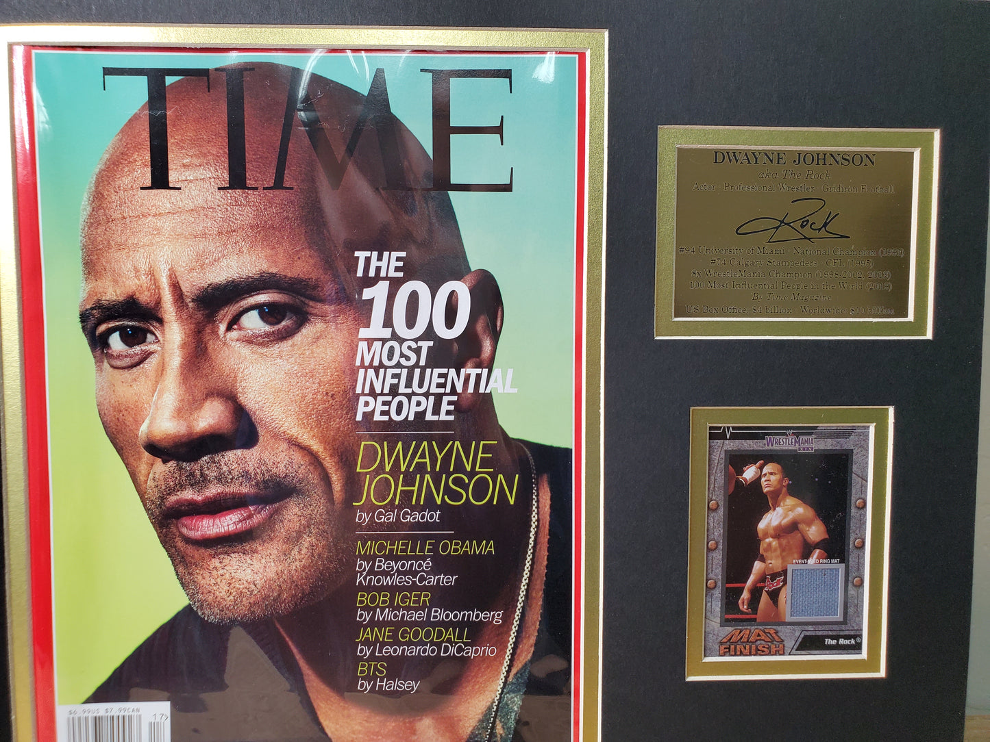 Dwayne "The Rock" Johnson Framed Memorabilia – TIME Magazine Cover & WrestleMania Collectible