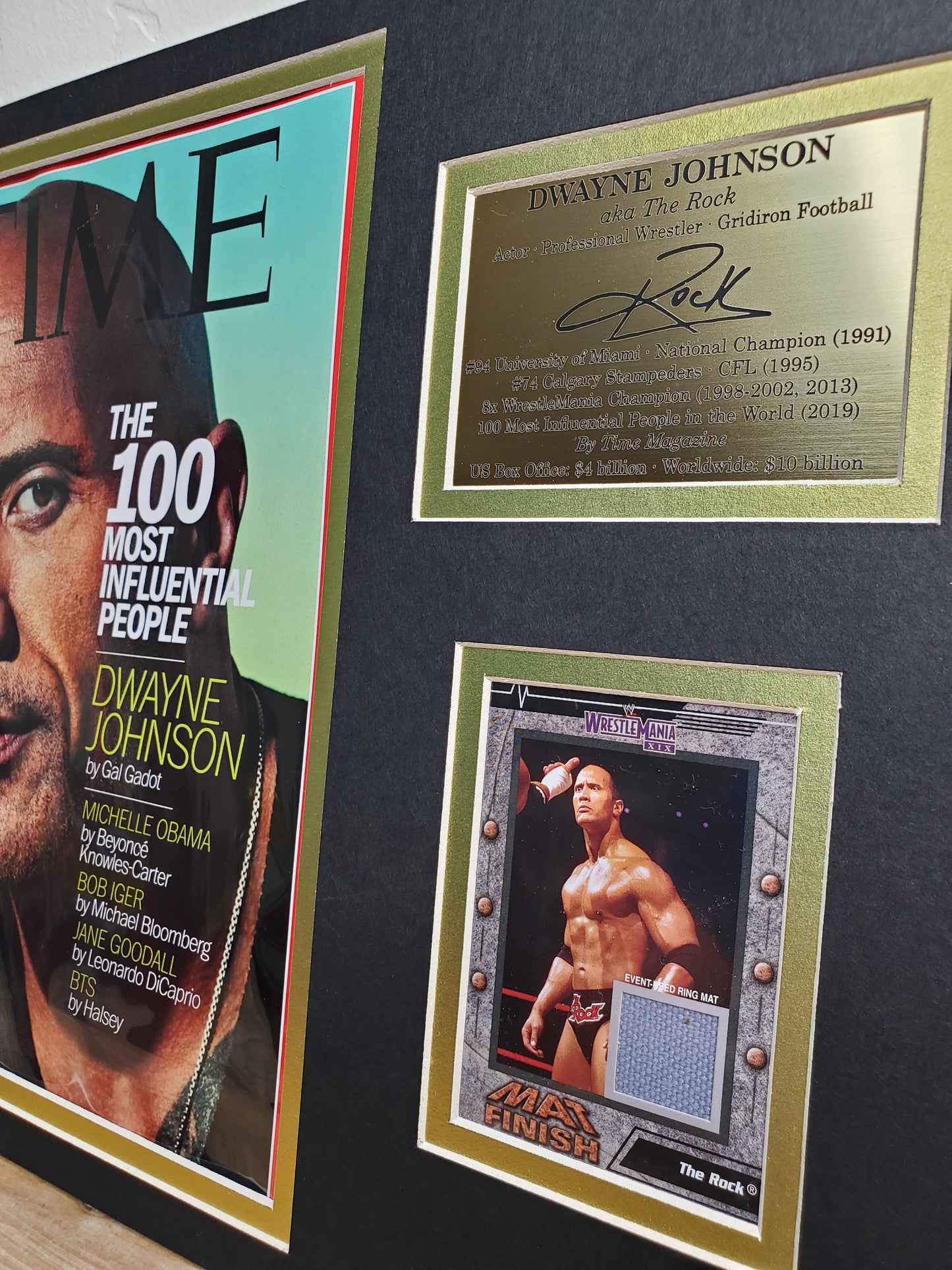 Dwayne "The Rock" Johnson Framed Memorabilia – TIME Magazine Cover & WrestleMania Collectible