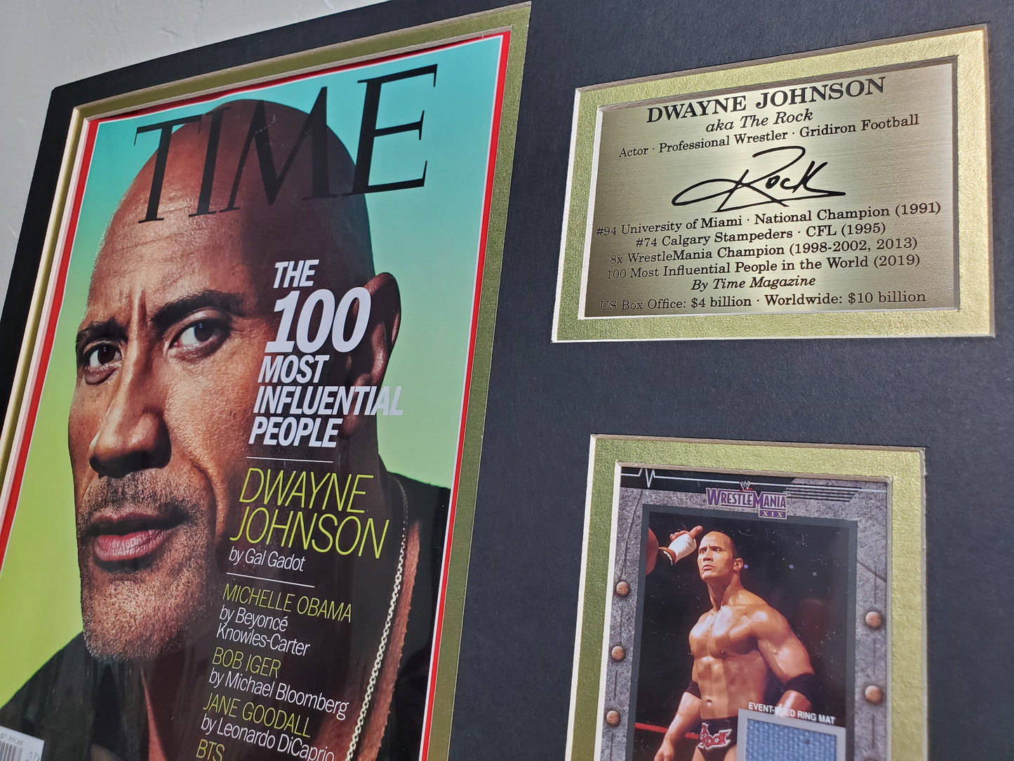 Dwayne "The Rock" Johnson Framed Memorabilia – TIME Magazine Cover & WrestleMania Collectible