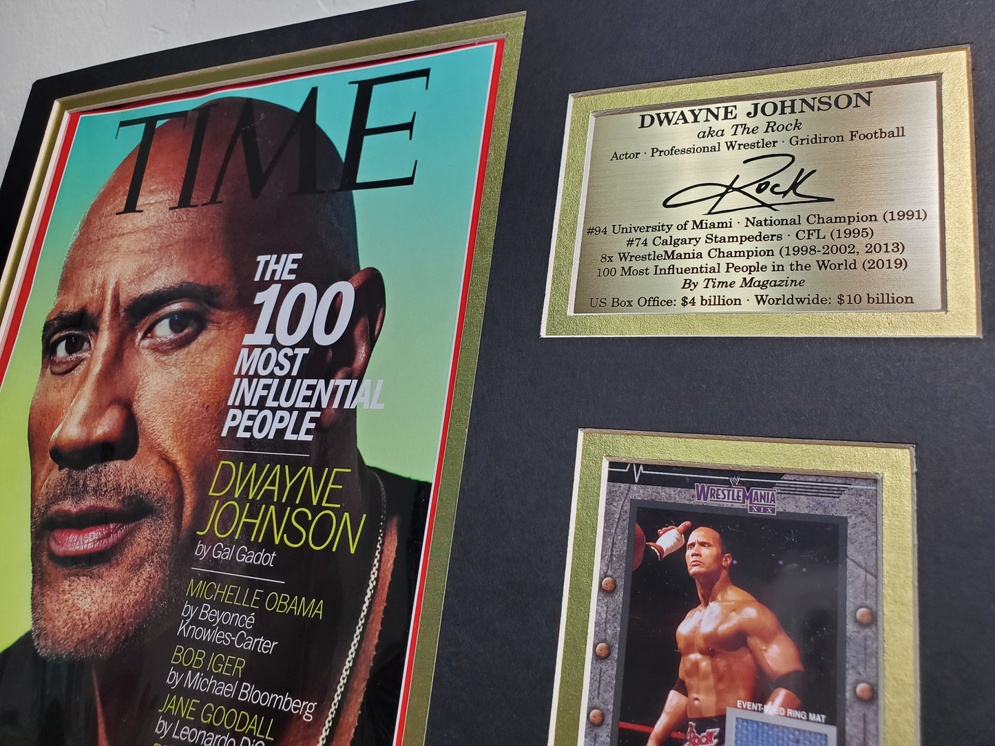 Dwayne "The Rock" Johnson Framed Memorabilia – TIME Magazine Cover & WrestleMania Collectible
