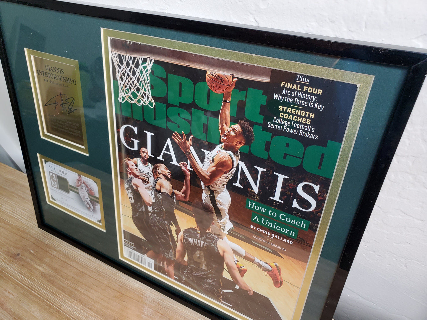 Giannis Antetokounmpo Framed Sports Illustrated Display with Autograph Plaque & NBA Materials Card
