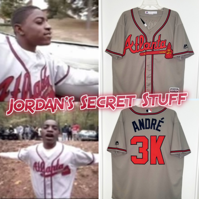 Andre 3000 "Player's Ball" Atlanta Braves Baseball #3K Music Jersey Custom Throwback 90's Retro Music Video Jersey