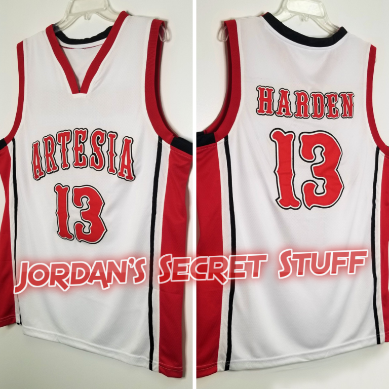 JordansSecretStuff James Harden Artesia High School Basketball Jersey (Home) Custom Throwback Retro Jersey L