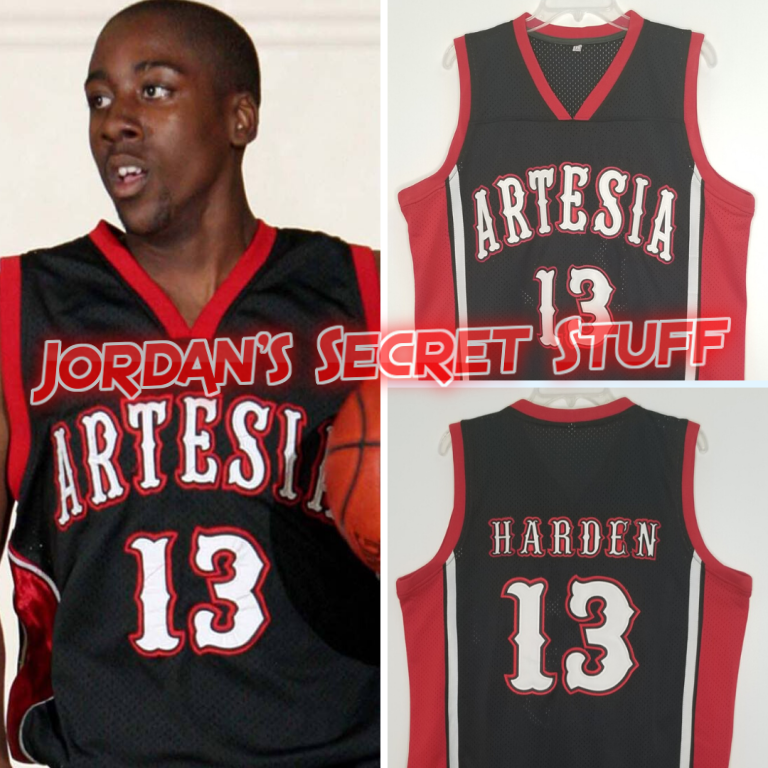 James Harden Artesia High School Basketball Jersey Away Custom Throw JordansSecretStuff