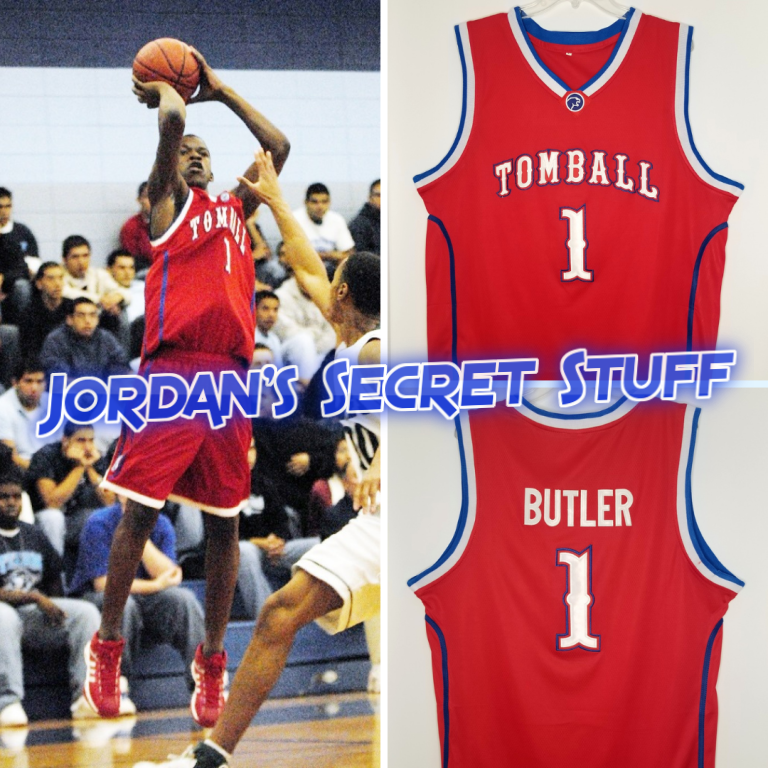 Jimmy Butler Men's Headgear Classics Embroidered Tomball High School  Basketball Jersey (Small, Pink/Blue)