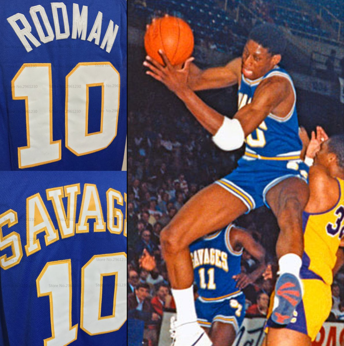 Dennis Rodman Savages High School Basketball Jersey Size 56