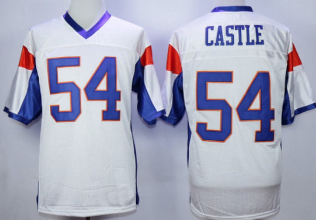 Thad Castle #54 Mountain Goats White Jersey T-Shirt Blue State Football  Costume 