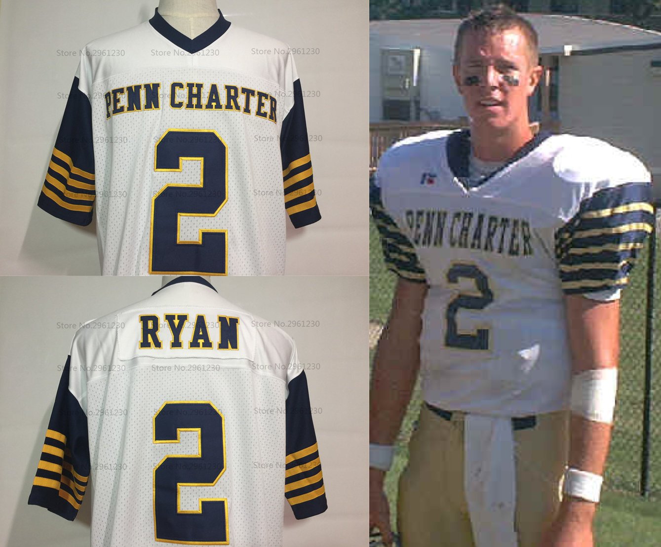 Matt Ryan Penn Charter High School Football Jersey Custom Throwback Re JordansSecretStuff