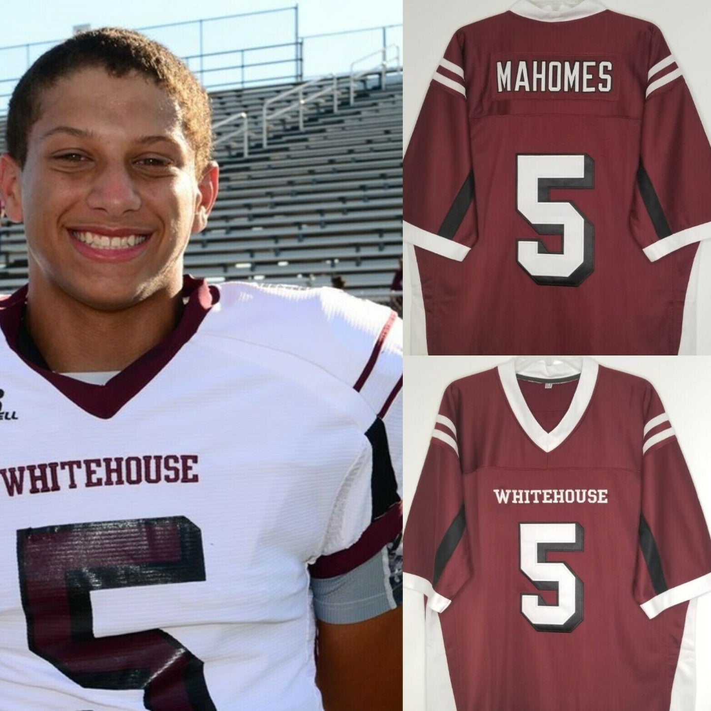 Patrick Mahomes Whitehouse High School Football Jersey Retro Throwback Custom Jersey