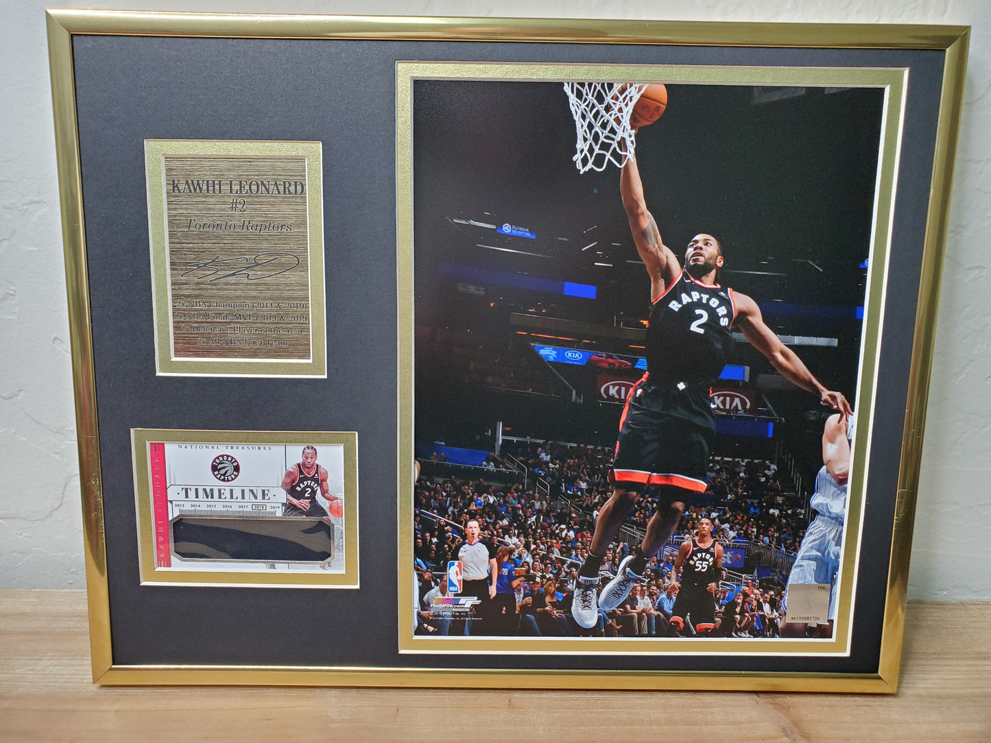 Kawhi Leonard Toronto Raptors #2 Framed Collectible – Autograph Plaque, Game-Worn Jersey Card & Dunk Shot Photo