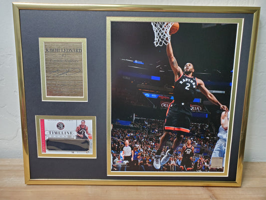 Kawhi Leonard Toronto Raptors #2 Framed Collectible – Autograph Plaque, Game-Worn Jersey Card & Dunk Shot Photo