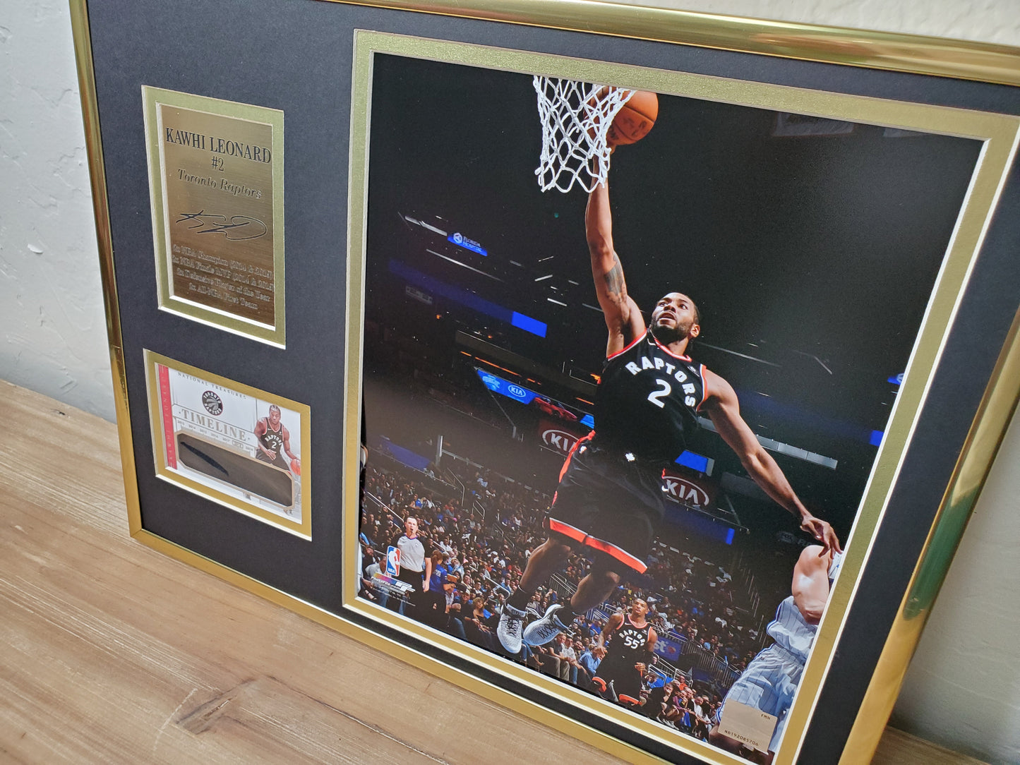 Kawhi Leonard Toronto Raptors #2 Framed Collectible – Autograph Plaque, Game-Worn Jersey Card & Dunk Shot Photo