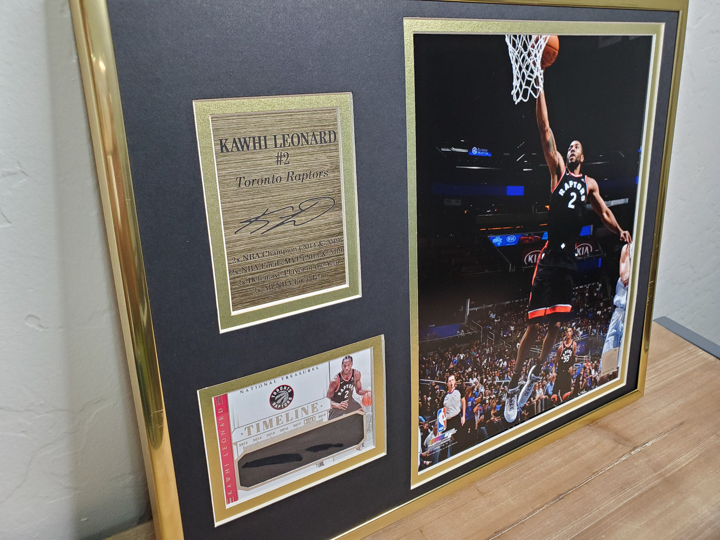 Kawhi Leonard Toronto Raptors #2 Framed Collectible – Autograph Plaque, Game-Worn Jersey Card & Dunk Shot Photo