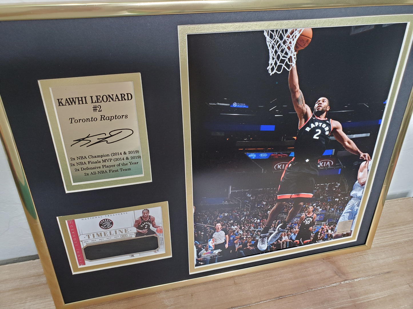 Kawhi Leonard Toronto Raptors #2 Framed Collectible – Autograph Plaque, Game-Worn Jersey Card & Dunk Shot Photo