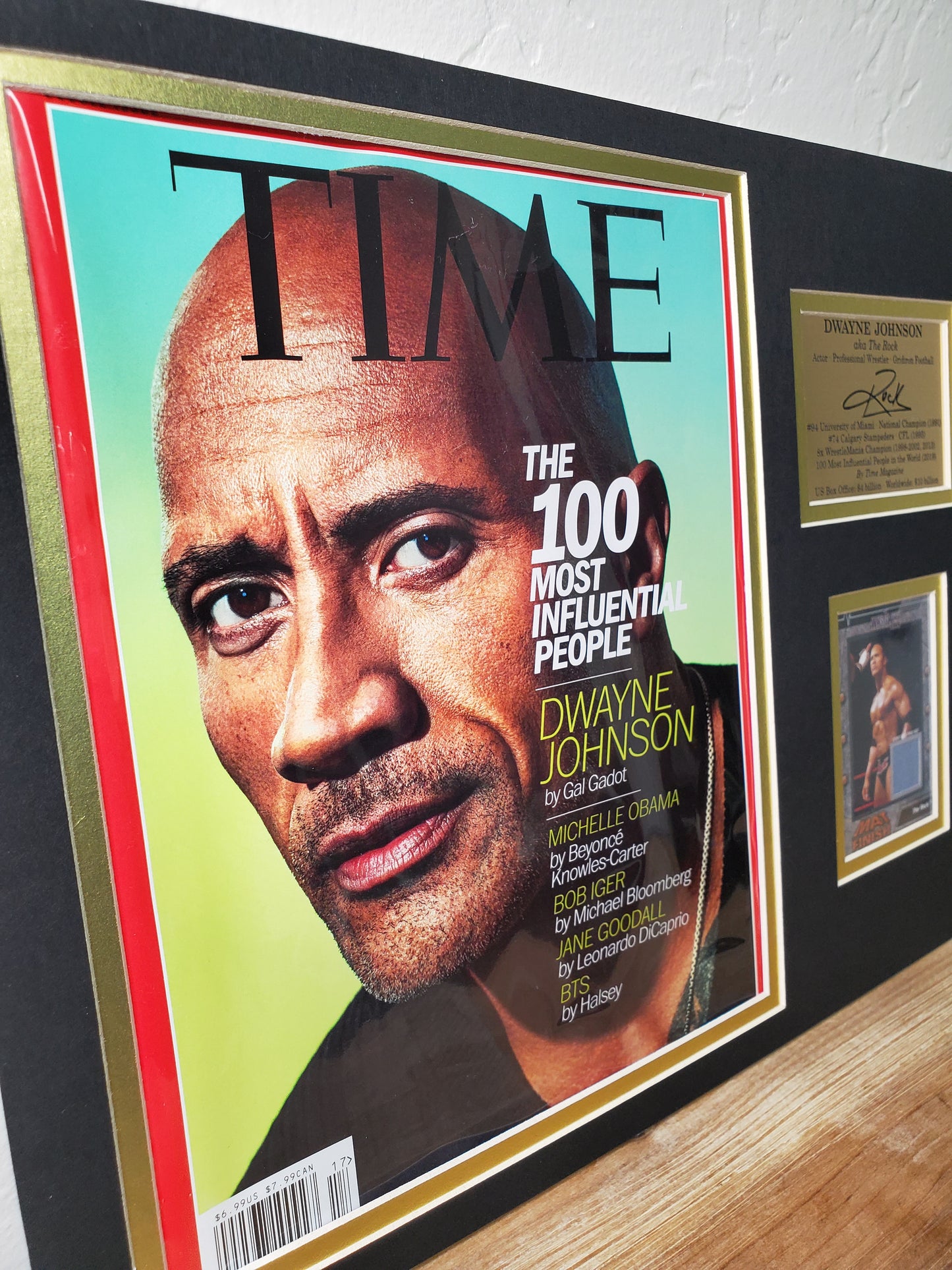 Dwayne "The Rock" Johnson Framed Memorabilia – TIME Magazine Cover &amp; WrestleMania Collectible