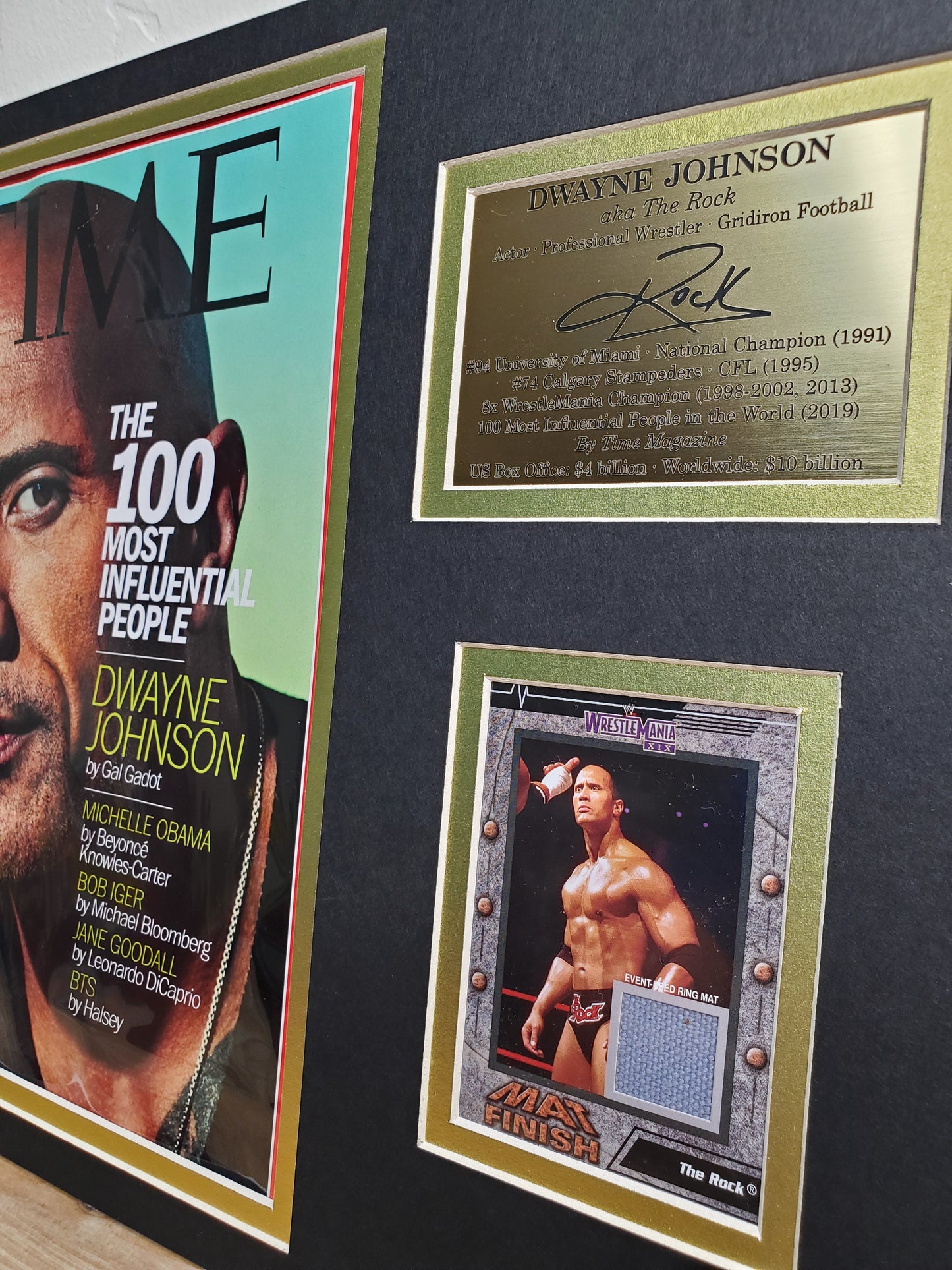 Dwayne "The Rock" Johnson Framed Memorabilia – TIME Magazine Cover &amp; WrestleMania Collectible