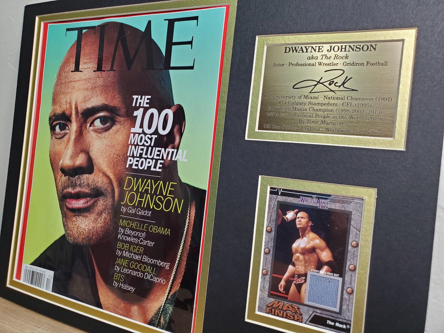 Dwayne "The Rock" Johnson Framed Memorabilia – TIME Magazine Cover &amp; WrestleMania Collectible