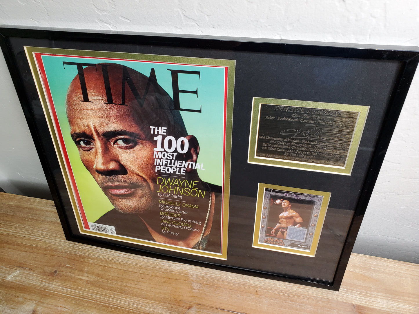 Dwayne "The Rock" Johnson Framed Memorabilia – TIME Magazine Cover &amp; WrestleMania Collectible