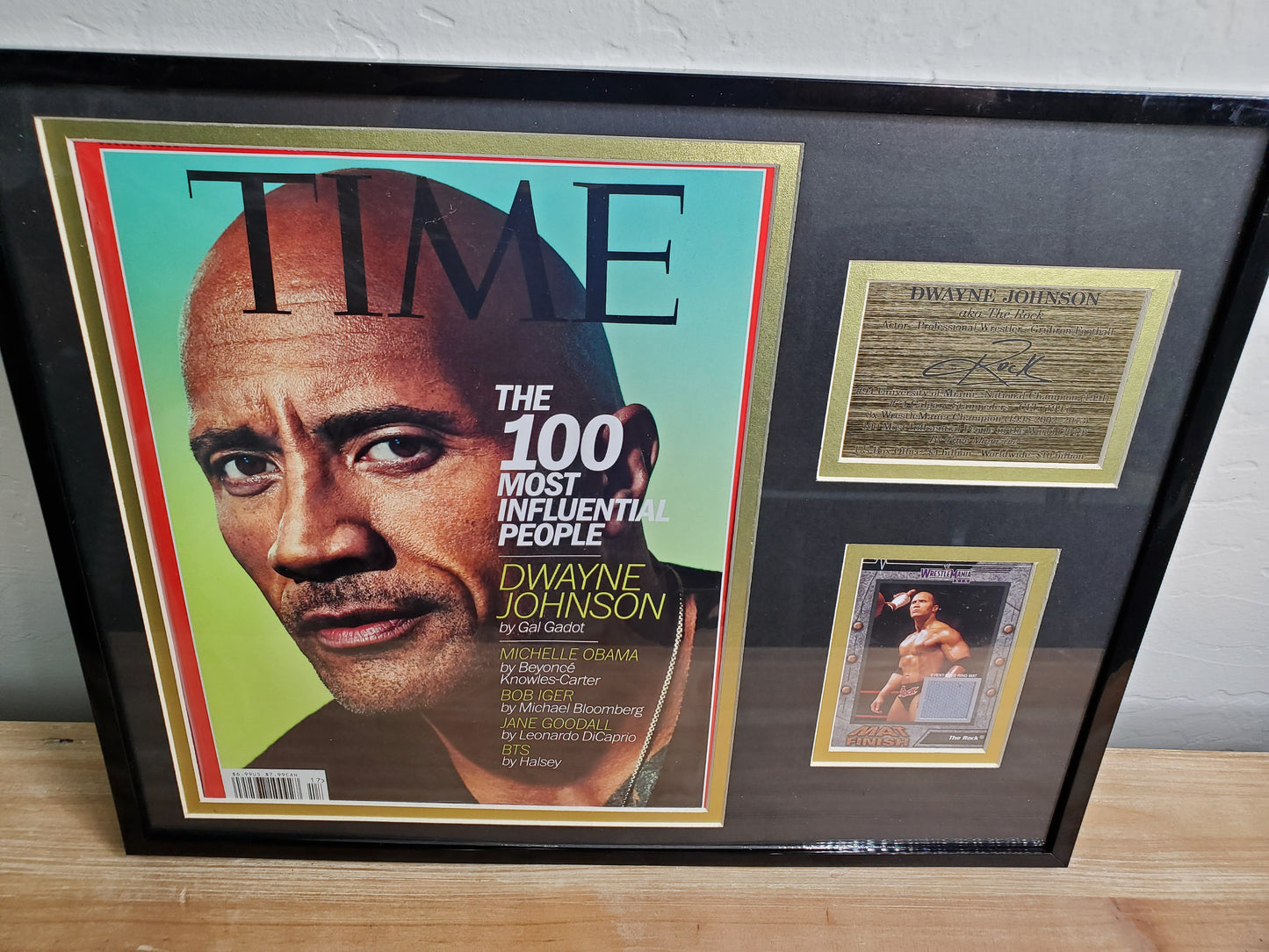 Dwayne "The Rock" Johnson Framed Memorabilia – TIME Magazine Cover &amp; WrestleMania Collectible