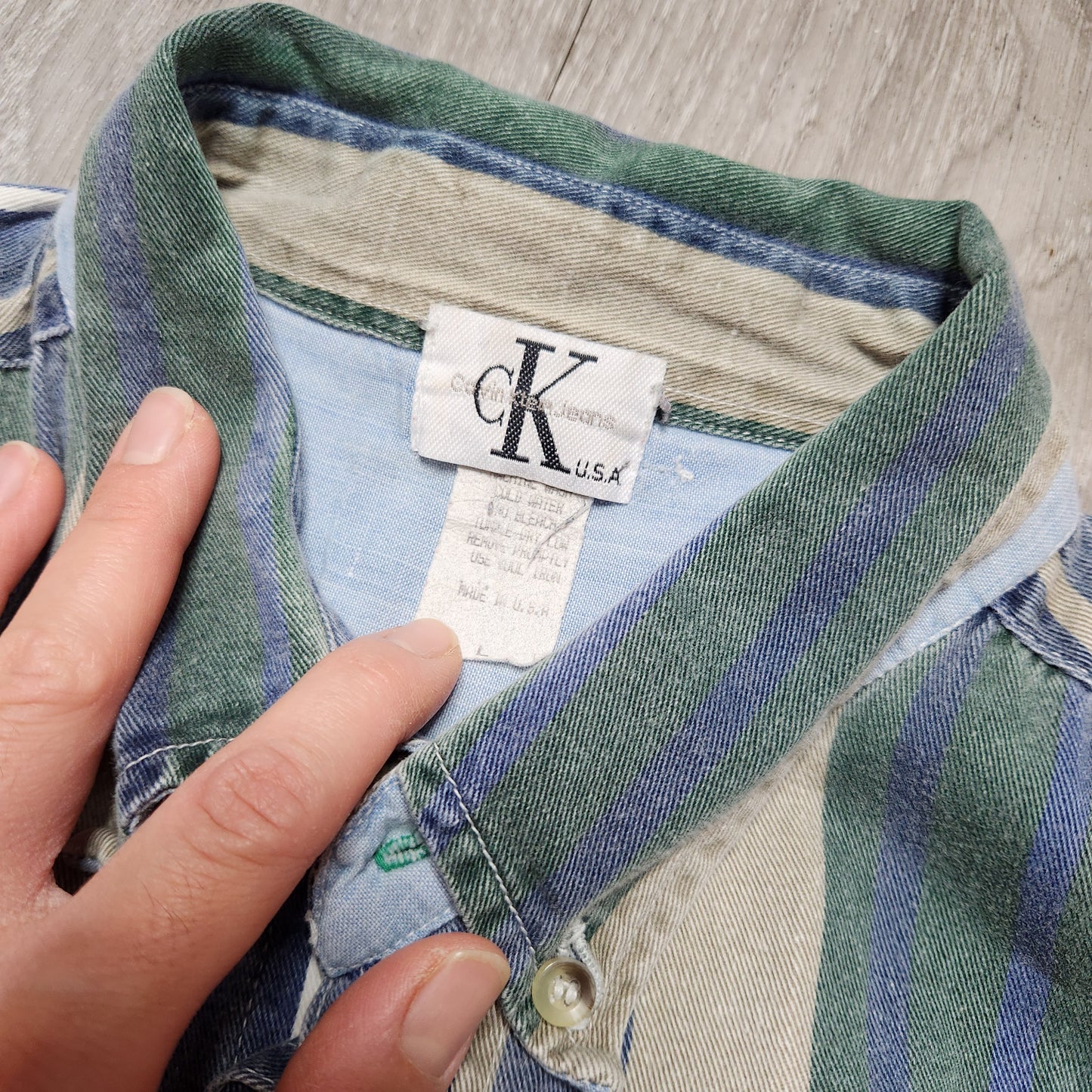 Vintage Calvin Klein Jeans Striped Button Up Shirt Classic CK Style