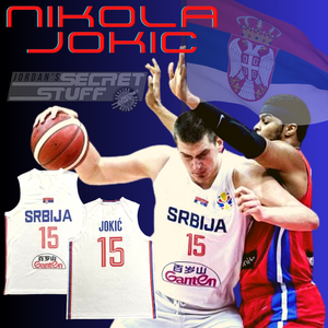 Nikola Jokic Serbia EuroLeague Basketball White colorway Jersey Custom Throwback Retro Jersey