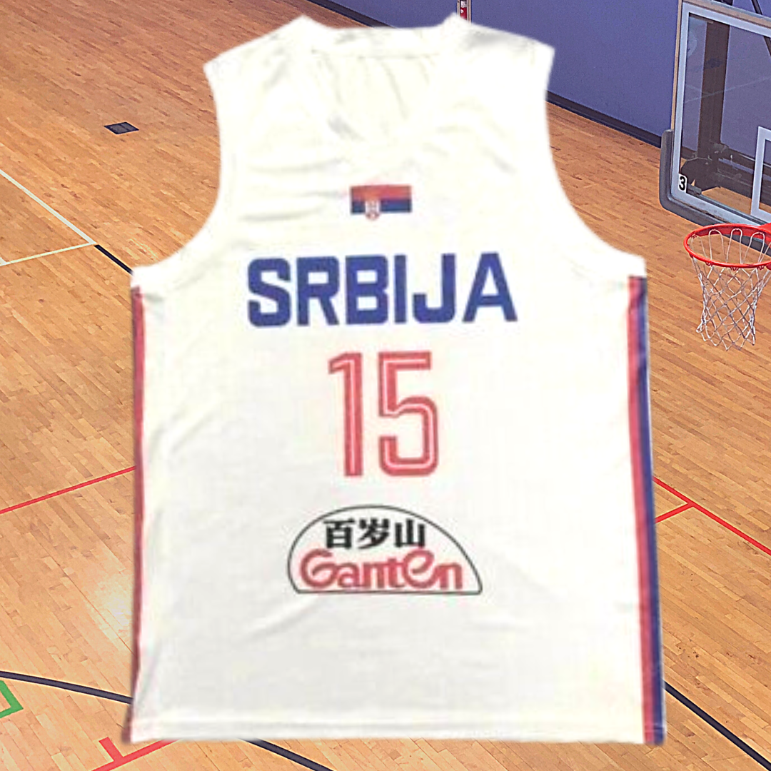 Nikola Jokic Serbia EuroLeague Basketball White colorway Jersey Custom Throwback Retro Jersey