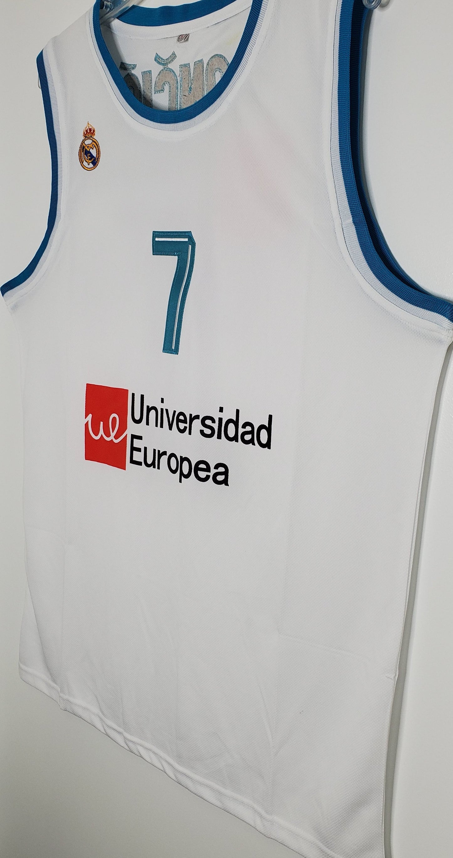 Luka Doncic Real Madrid EuroLeague Basketball Jersey (White) Custom Throwback Retro Jersey