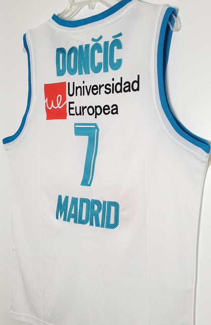 Luka Doncic Real Madrid EuroLeague Basketball Jersey (White) Custom Throwback Retro Jersey