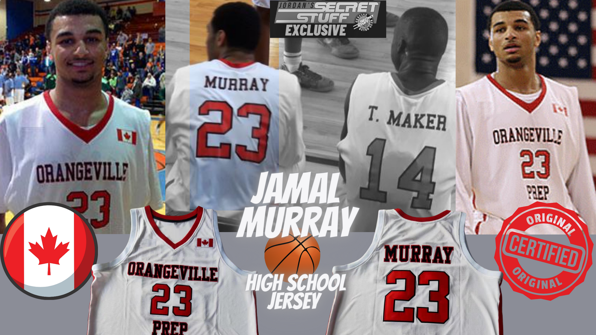 JordansSecretStuff Jamal Murray Orangeville Prep High School Canada Basketball Jersey Custom Throwback Retro Jersey L