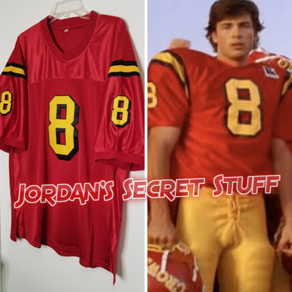 Clark Kent Smallville TV Superman #8 Football Jersey Custom Throwback Retro TV Show Jersey