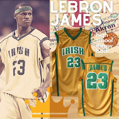 Lebron James High School Basketball Throwback Jersey Irish Akron Ohio Los Angeles