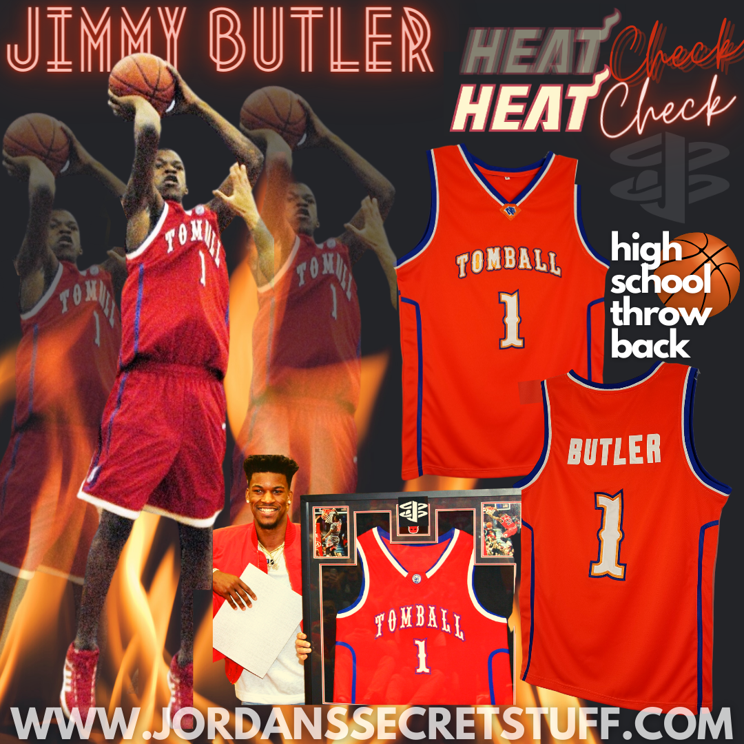 Jimmy Butler Men's Headgear Classics Embroidered Tomball High School  Basketball Jersey (Small, Pink/Blue) 