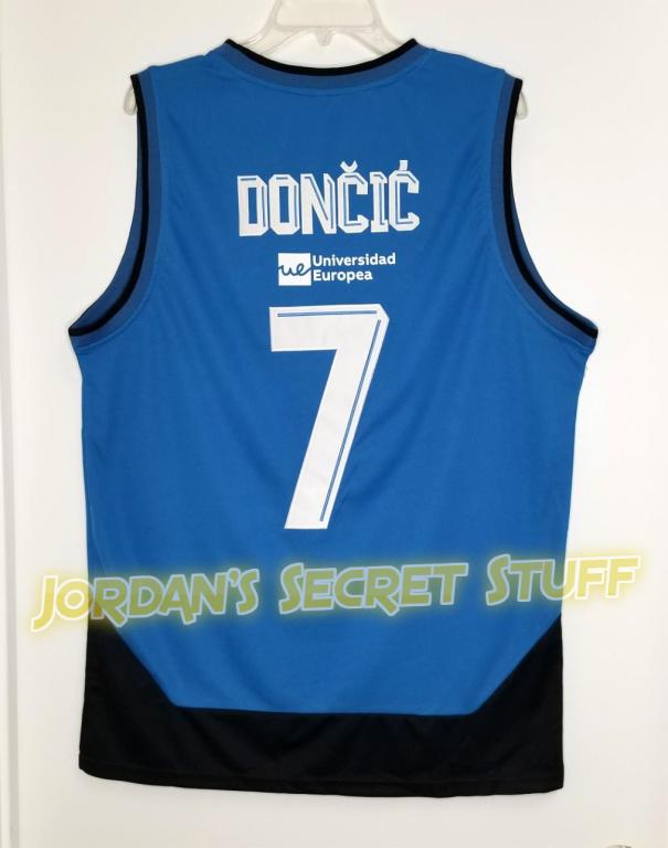 JordansSecretStuff Luka Doncic Real Madrid EuroLeague Basketball Jersey (Blue) Custom Throwback Retro Jersey L