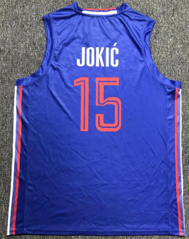 Nikola Jokic Serbia EuroLeague Basketball Blue colorway Jersey Custom Throwback Retro Jersey