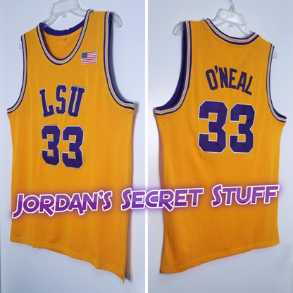 Shaquille O'Neal LSU College Basketball Jersey (Yellow) Custom Throwback Retro College Jersey