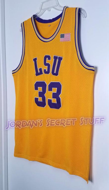 Shaquille O'Neal LSU College Basketball Jersey (Yellow) Custom Throwback Retro College Jersey