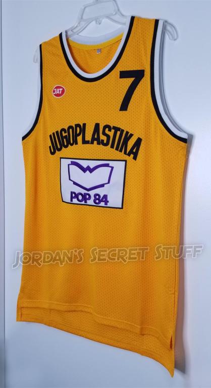 Movie version yellow basketball jersey No.7 Croatia JUGOPLASTIKA 7 KUKOC  embroidery outdoor quick-drying breathable sportswear