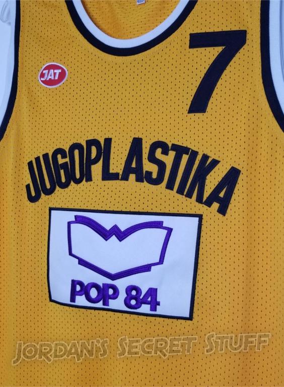 Wholesale Drop shipping Hot Sale Men's Toni Kukoc #7 Jugoplastika movie  version Basketball Jerseys Yellow Color From m.