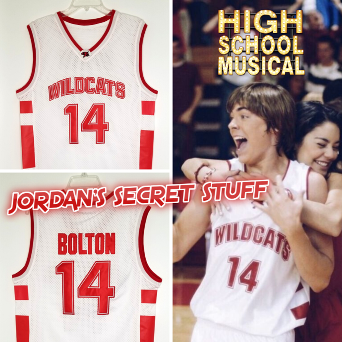 Troy Bolton High School Musical Movie Wildcats #14 Basketball Jersey (White) Custom Throwback Retro Movie Jersey