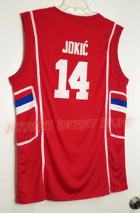 Nikola Jokic Serbia Euro Basketball Jersey red Throwback 