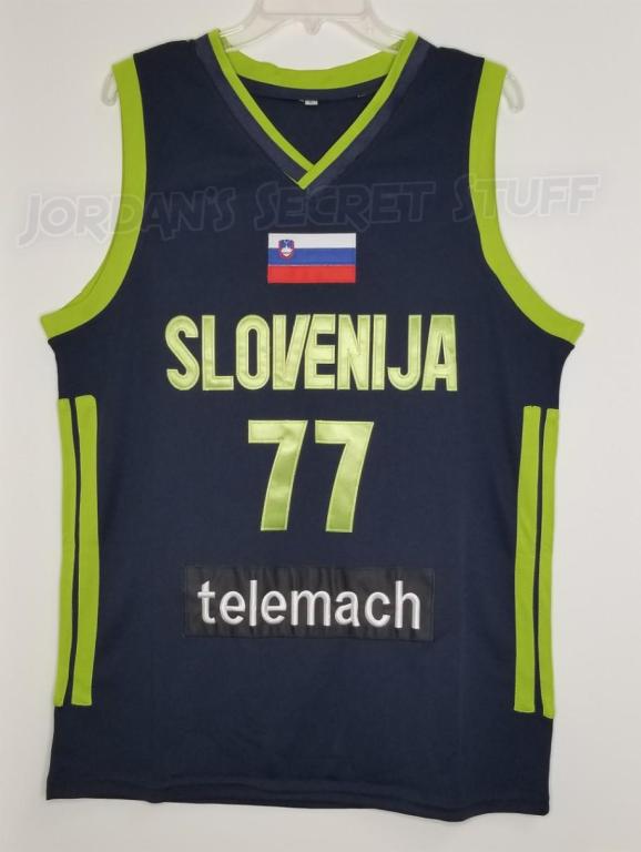 Luka Doncic Slovenia EuroLeague Basketball Jersey Blue Custom Throwb JordansSecretStuff