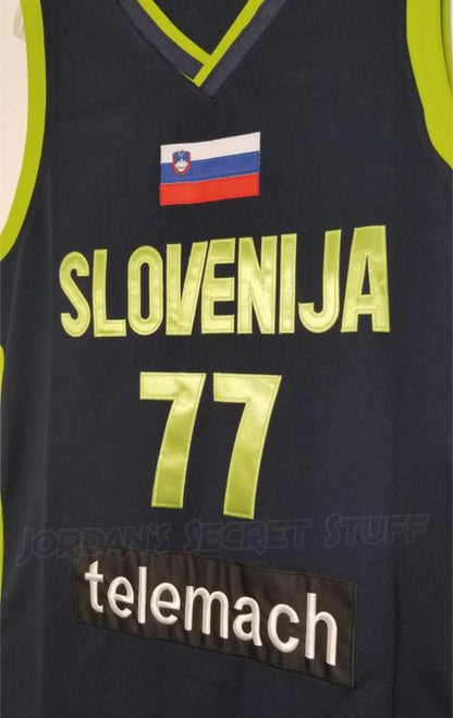 Luka Doncic Slovenia EuroLeague Basketball Jersey (Blue) Custom Throwback Retro Jersey