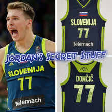 Load image into Gallery viewer, Luka Doncic Slovenia EuroLeague Basketball Jersey (Blue) Custom Throwback Retro Jersey
