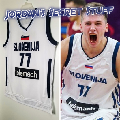 Luka Doncic Slovenia EuroLeague Basketball Jersey (White) Custom Throwback Retro Jersey