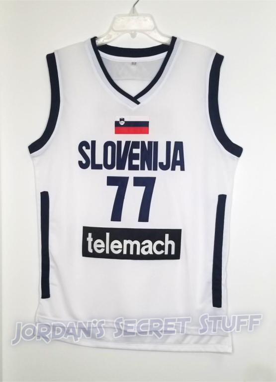 JordansSecretStuff Luka Doncic Slovenia EuroLeague Basketball Jersey (Blue) Custom Throwback Retro Jersey S