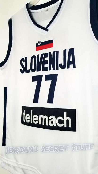 Luka Doncic Slovenia EuroLeague Basketball Jersey (White) Custom Throwback Retro Jersey