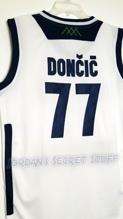 Luka Doncic Slovenia EuroLeague Basketball Jersey (White) Custom Throwback Retro Jersey