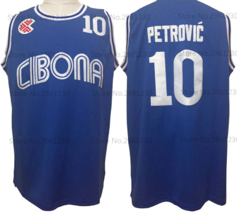 Drazen Petrovic Cibona EuroLeague Basketball Jersey Custom Throwback Retro Jersey