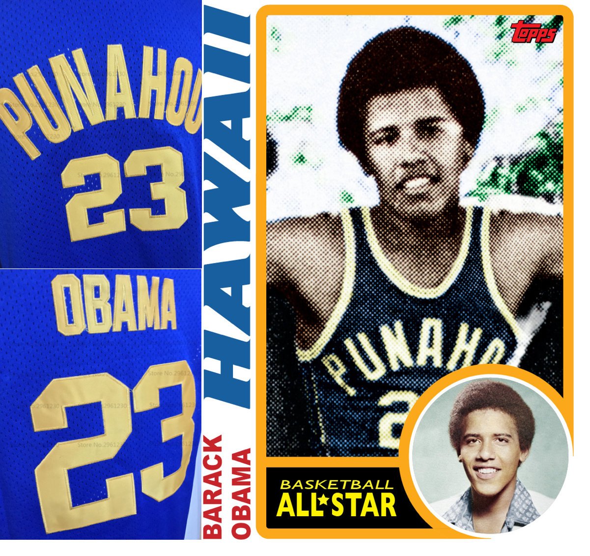 Barack Obama Punahou High School Basketball Jersey Custom Throwback Retro Jersey